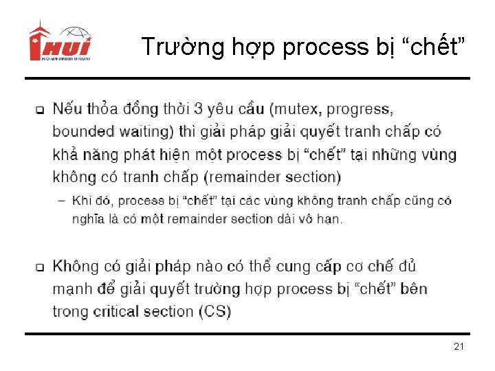 Trường hợp process bị “chết” 21 