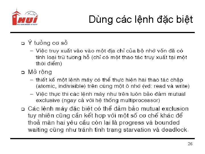 Dùng các lệnh đặc biệt 26 