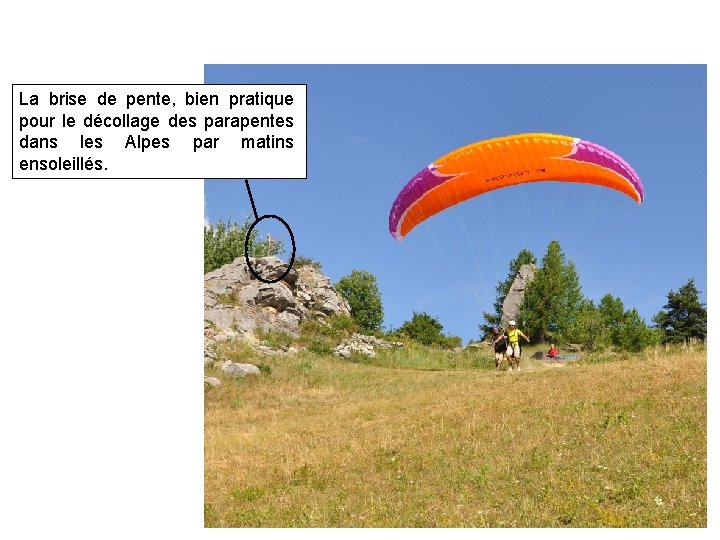 La brise de pente, bien pratique pour le décollage des parapentes dans les Alpes