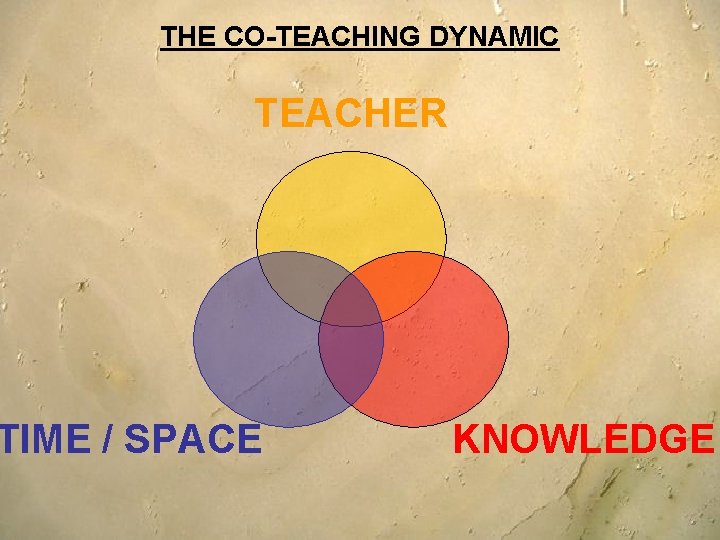 THE CO-TEACHING DYNAMIC TEACHER TIME / SPACE KNOWLEDGE THE CO-TEACHING DYNAMIC TEACHER TIME / SPACE KNOWLEDGE