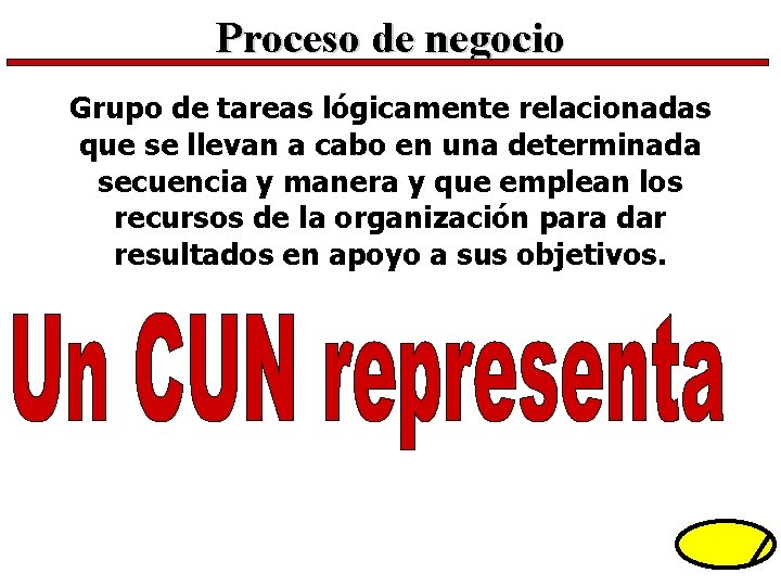 Proceso de negocio Grupo de tareas lógicamente relacionadas que se llevan a cabo en