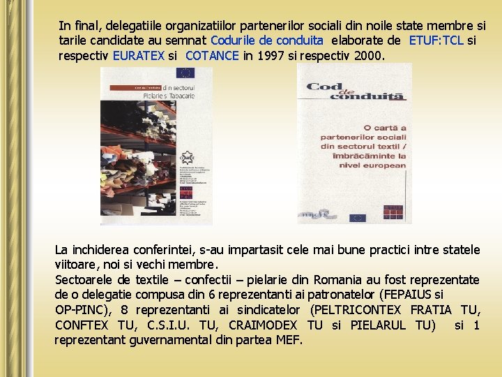 In final, delegatiile organizatiilor partenerilor sociali din noile state membre si tarile candidate au