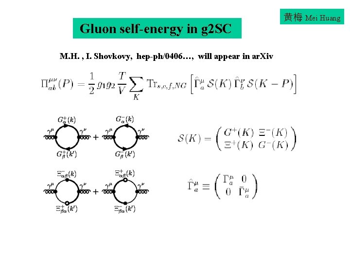 Gluon self-energy in g 2 SC M. H. , I. Shovkovy, hep-ph/0406…, will appear