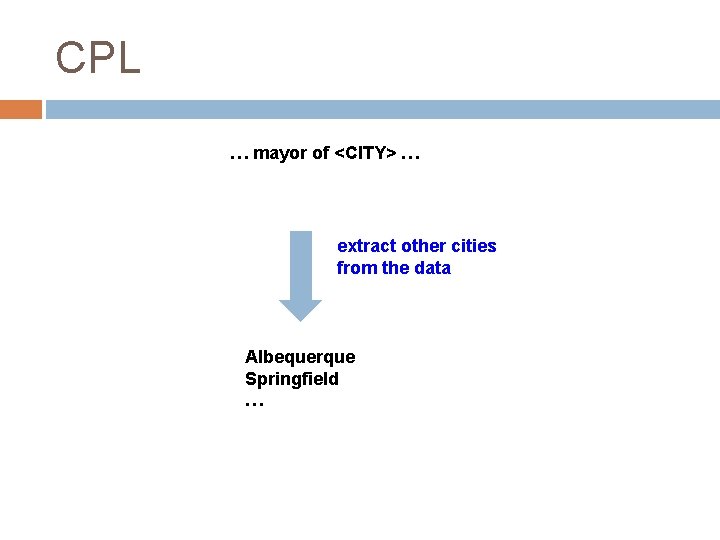 CPL … mayor of <CITY> … extract other cities from the data Albequerque Springfield