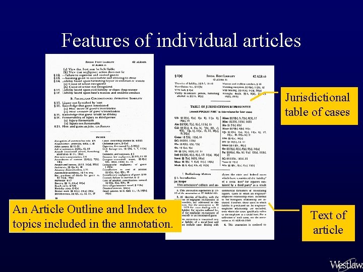 Features of individual articles Jurisdictional table of cases An Article Outline and Index to