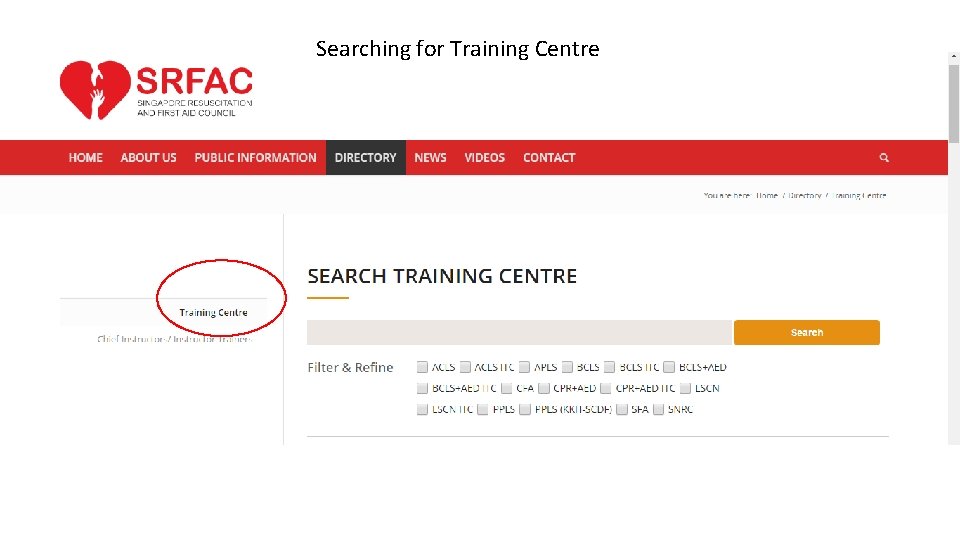 Searching for Training Centre 