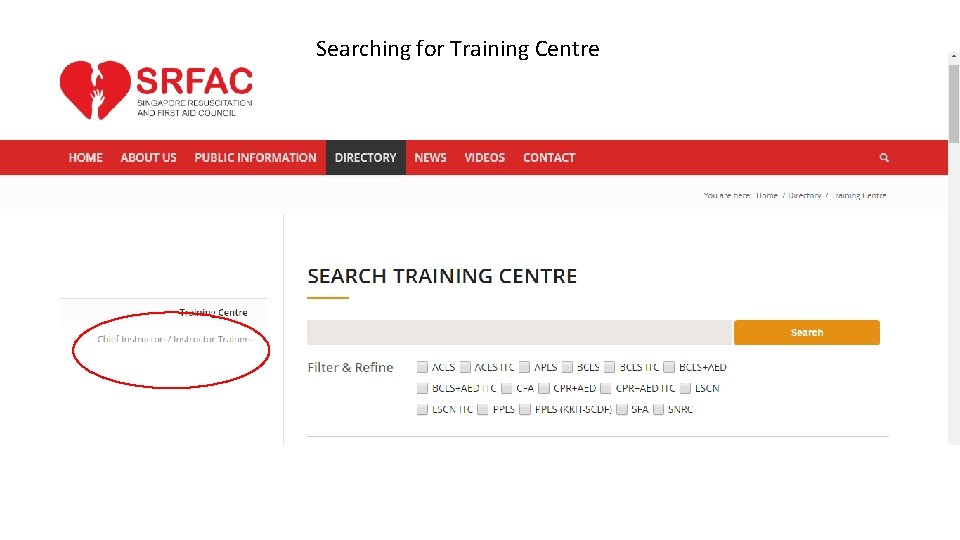 Searching for Training Centre 