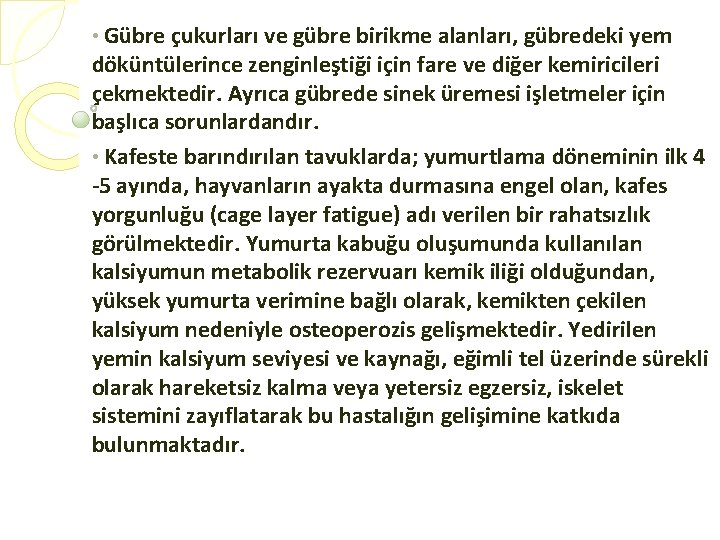  • Gübre çukurları ve gübre birikme alanları, gübredeki yem döküntülerince zenginleştiği için fare