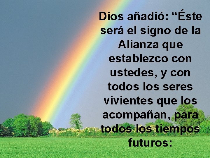 Dios añadió: “Éste será el signo de la Alianza que establezco con ustedes, y