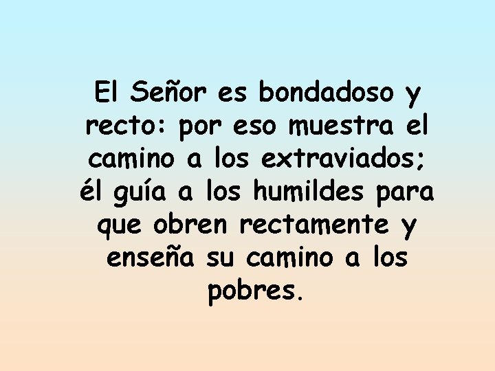 El Señor es bondadoso y recto: por eso muestra el camino a los extraviados;