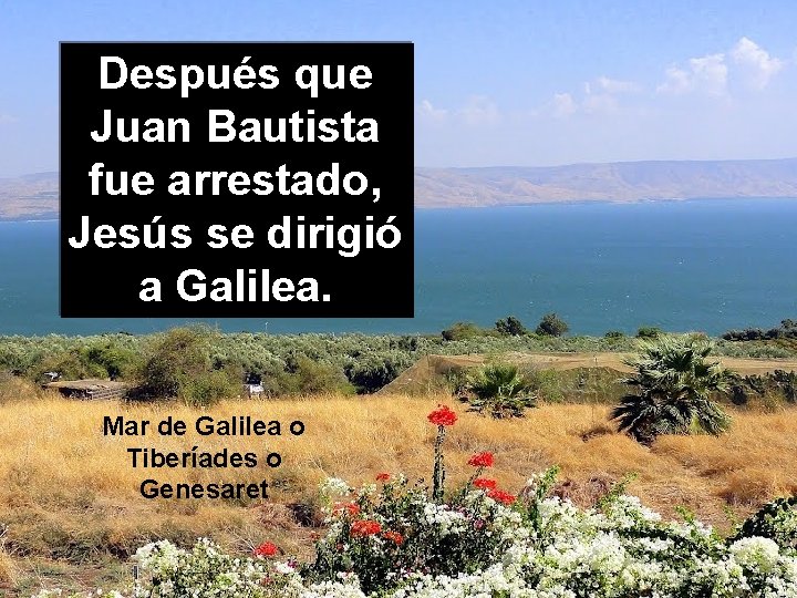 Después que Juan Bautista fue arrestado, Jesús se dirigió a Galilea. Mar de Galilea