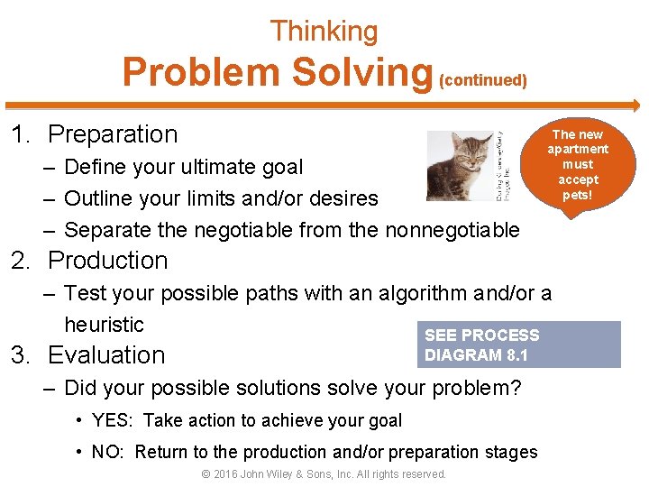 Thinking Problem Solving (continued) 1. Preparation – Define your ultimate goal – Outline your