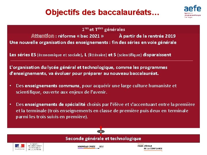 Objectifs des baccalauréats… 1 res et Tales générales Attention : réforme « bac 2021