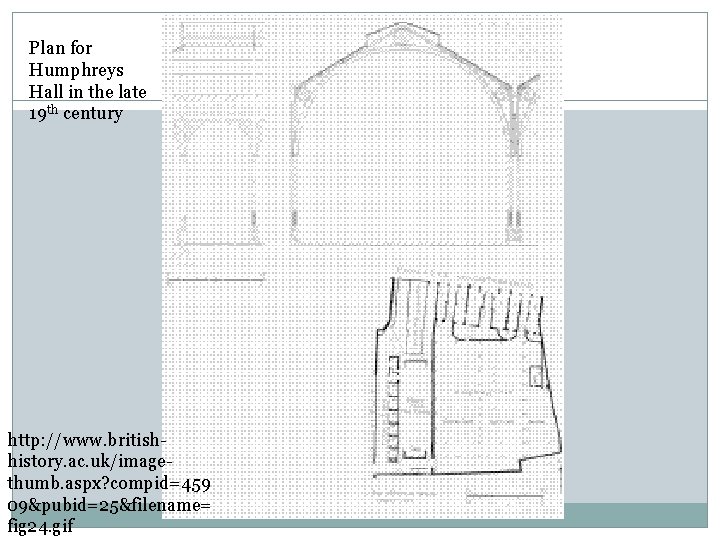Plan for Humphreys Hall in the late 19 th century http: //www. britishhistory. ac.