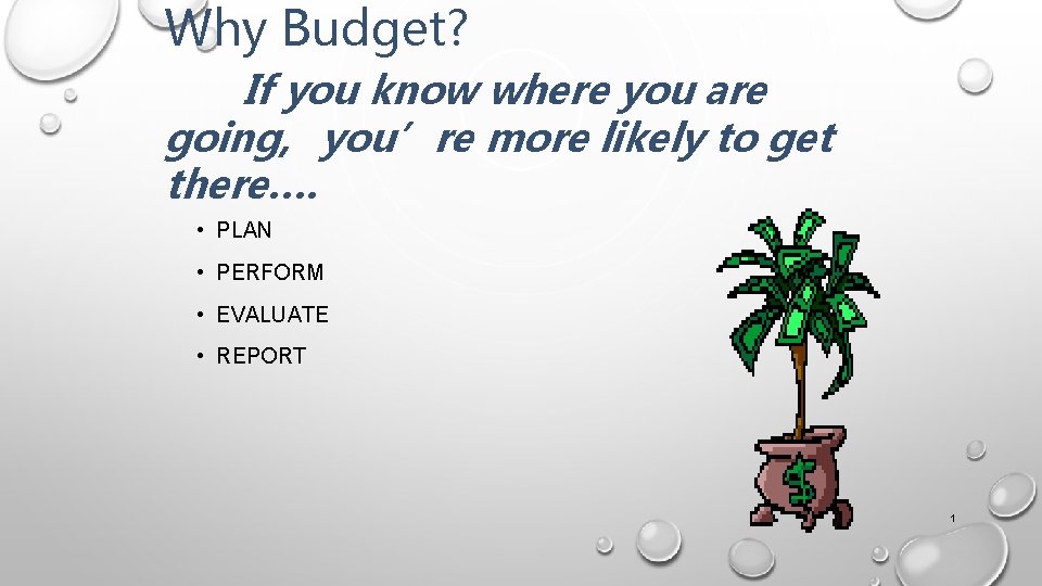 Why Budget? If you know where you are going, you’re more likely to get
