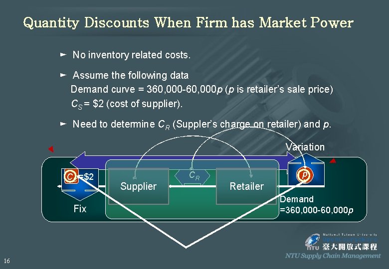 Quantity Discounts When Firm has Market Power ► No inventory related costs. ► Assume