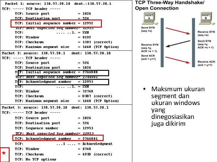 Packet 1: TCP: ----TCP: TCP: source: 130. 57. 20. 10 dest. : 130. 57.