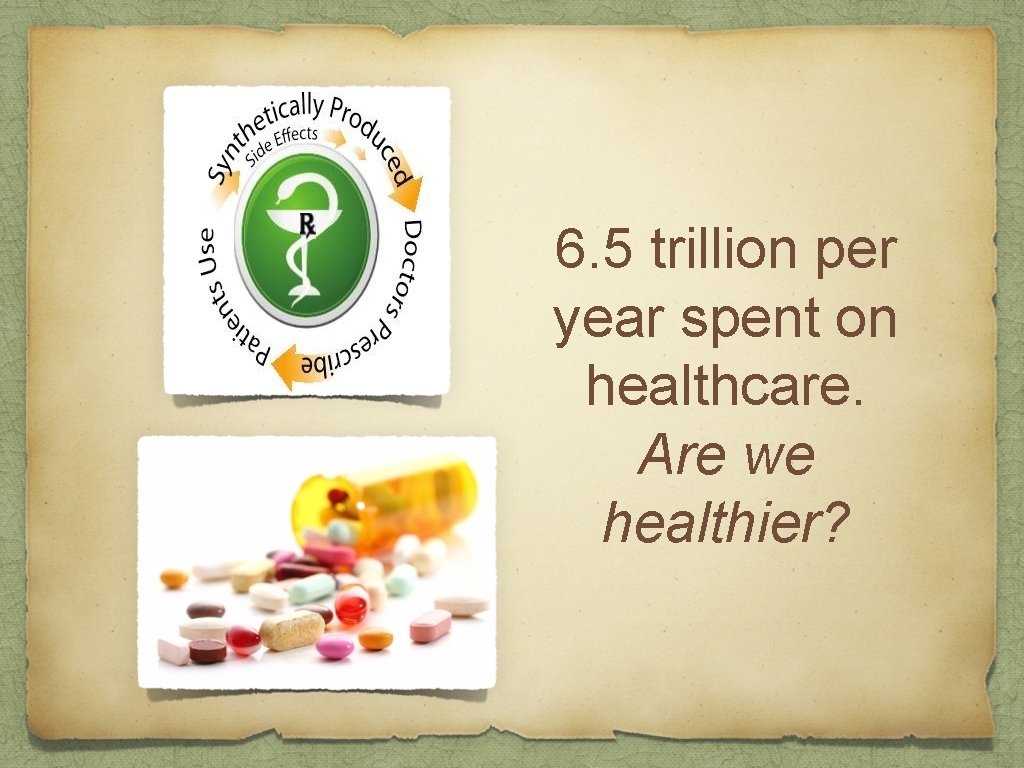 6. 5 trillion per year spent on healthcare. Are we healthier? 