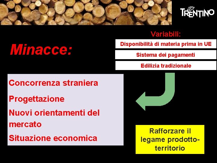 Variabili: Minacce: Disponibilità di materia prima in UE Sistema dei pagamenti Edilizia tradizionale Concorrenza Variabili: Minacce: Disponibilità di materia prima in UE Sistema dei pagamenti Edilizia tradizionale Concorrenza