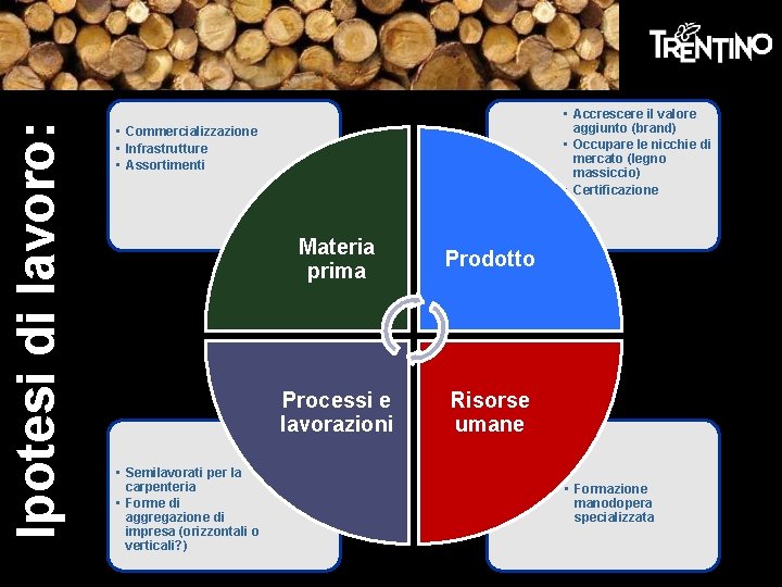 Ipotesi di lavoro: • Accrescere il valore aggiunto (brand) • Occupare le nicchie di Ipotesi di lavoro: • Accrescere il valore aggiunto (brand) • Occupare le nicchie di