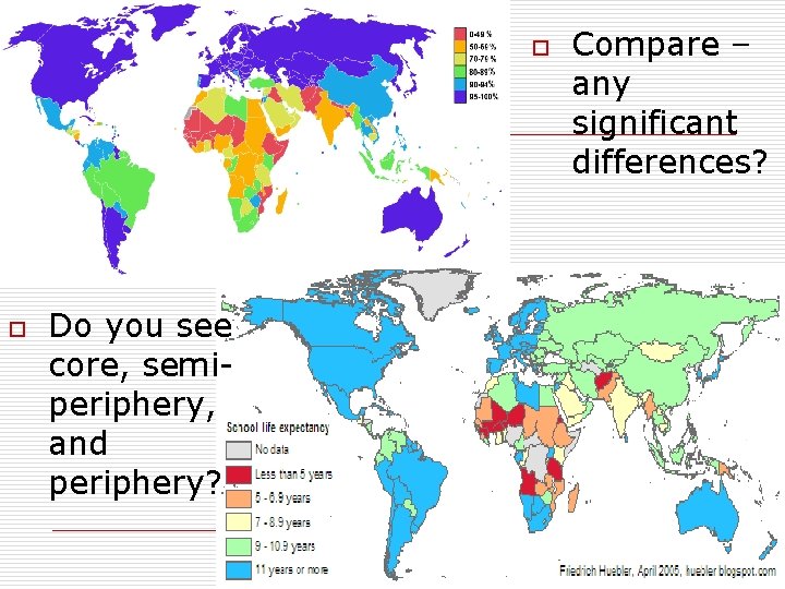 o o Do you see core, semiperiphery, and periphery? Compare – any significant differences? o o Do you see core, semiperiphery, and periphery? Compare – any significant differences?
