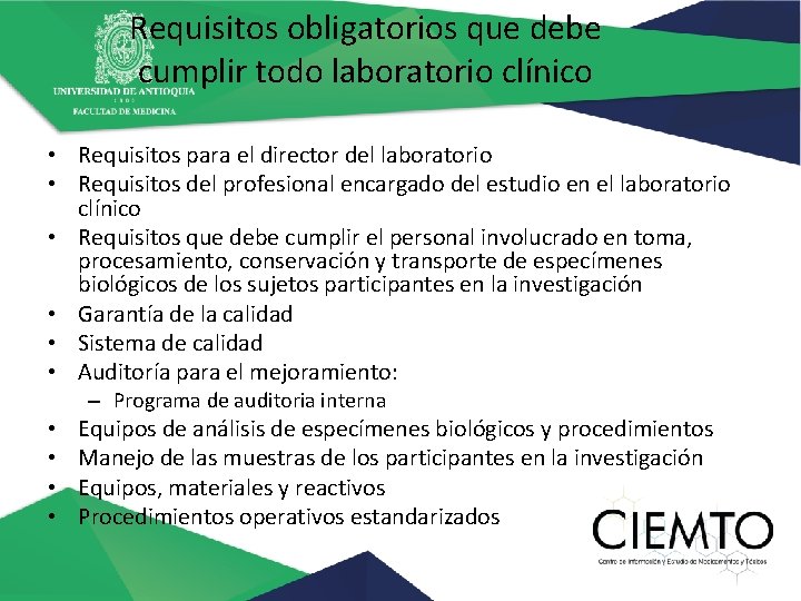 Requisitos obligatorios que debe cumplir todo laboratorio clínico • Requisitos para el director del