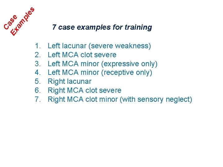 es Ca Ex se am pl 7 case examples for training 1. 2. 3.