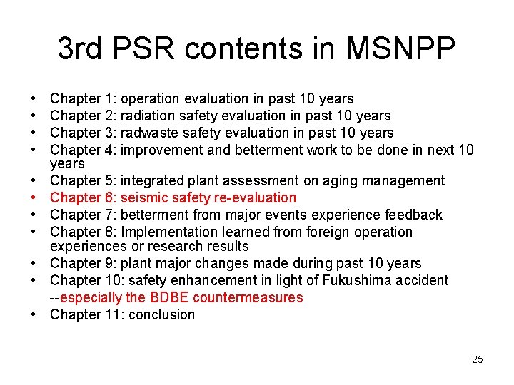3 rd PSR contents in MSNPP • • • Chapter 1: operation evaluation in