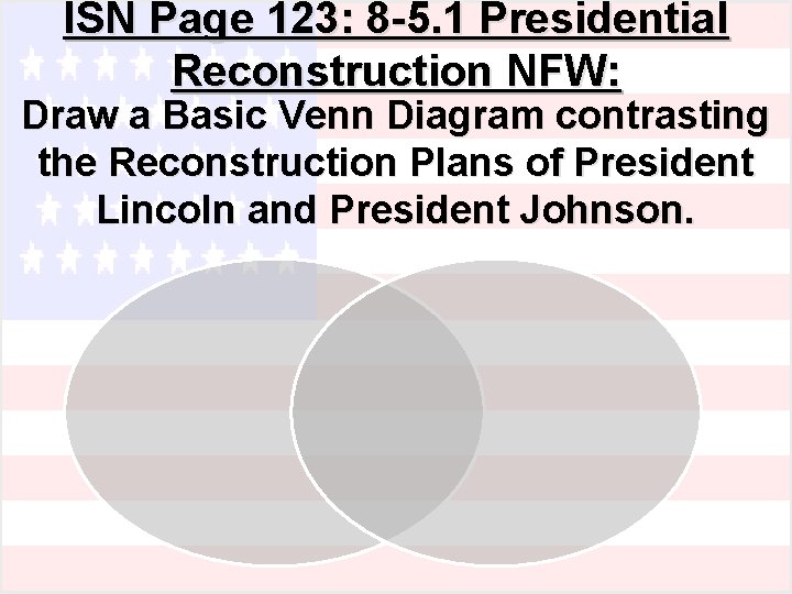 ISN Page 123: 8 -5. 1 Presidential Reconstruction NFW: Draw a Basic Venn Diagram