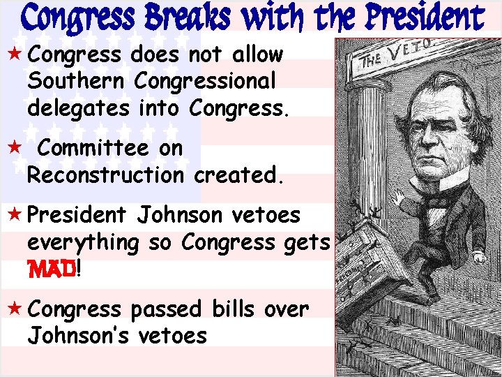 Congress Breaks with the President « Congress does not allow Southern Congressional delegates into