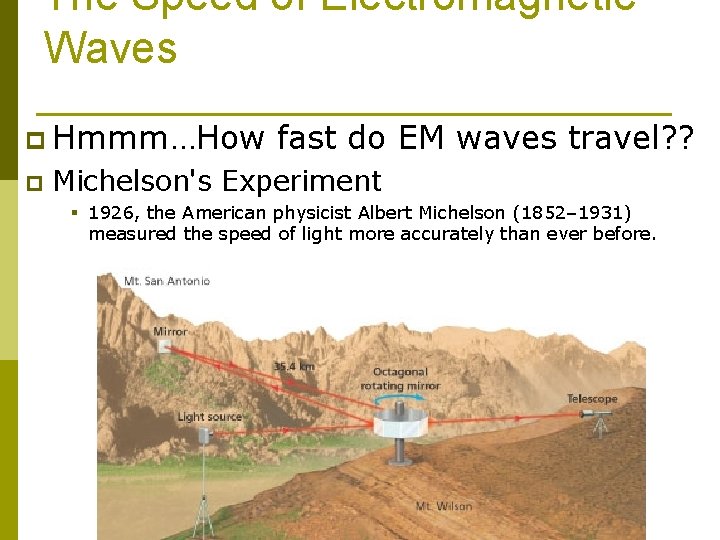 The Speed of Electromagnetic Waves p Hmmm…How p fast do EM waves travel? ?