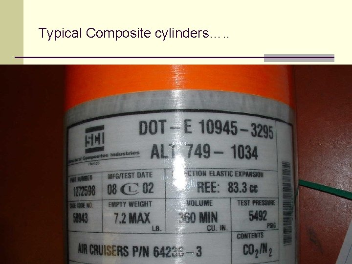 Typical Composite cylinders…. . 