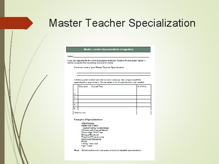 Master Teacher Specialization 