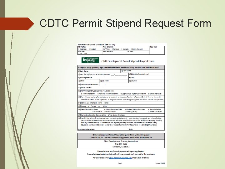 CDTC Permit Stipend Request Form 