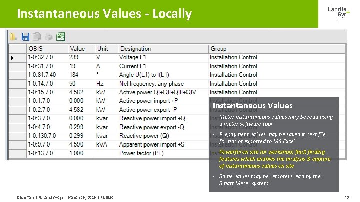 Instantaneous Values - Locally Instantaneous Values - Meter instantaneous values may be read using Instantaneous Values - Locally Instantaneous Values - Meter instantaneous values may be read using
