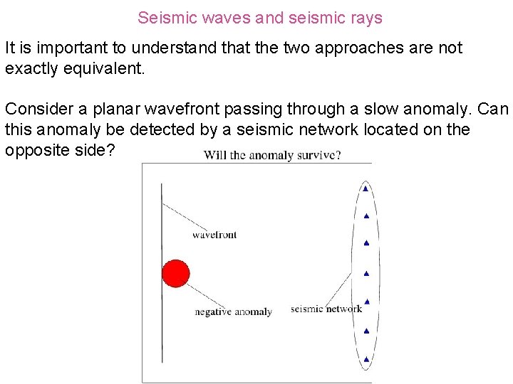 Seismic waves and seismic rays It is important to understand that the two approaches