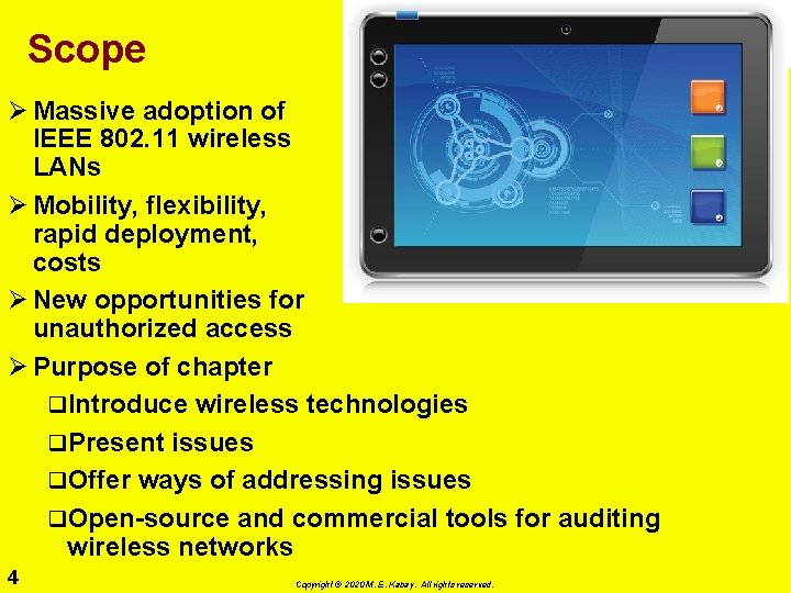 Scope Ø Massive adoption of IEEE 802. 11 wireless LANs Ø Mobility, flexibility, rapid