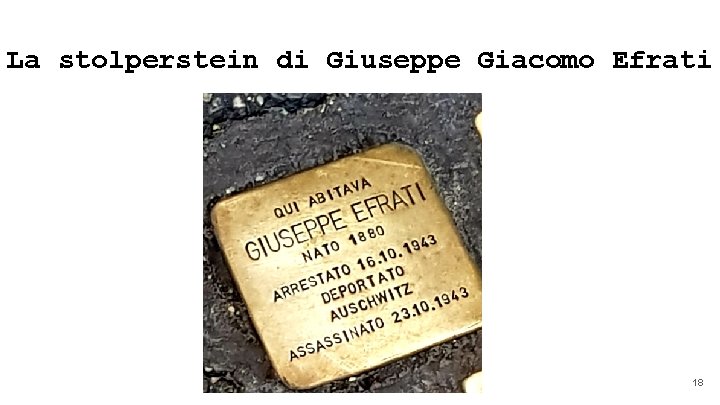 La stolperstein di Giuseppe Giacomo Efrati 18 