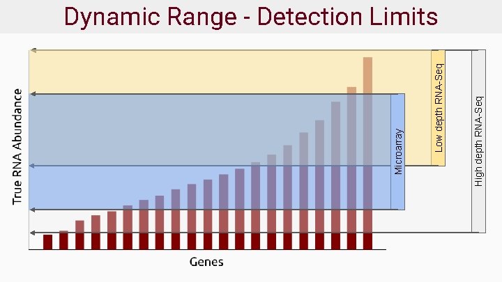 High depth RNA-Seq Low depth RNA-Seq Microarray Dynamic Range - Detection Limits 