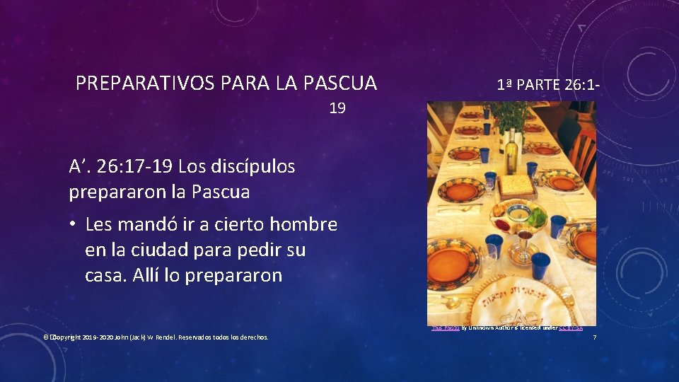 PREPARATIVOS PARA LA PASCUA 1ª PARTE 26: 1 - 19 A’. 26: 17 -19 PREPARATIVOS PARA LA PASCUA 1ª PARTE 26: 1 - 19 A’. 26: 17 -19