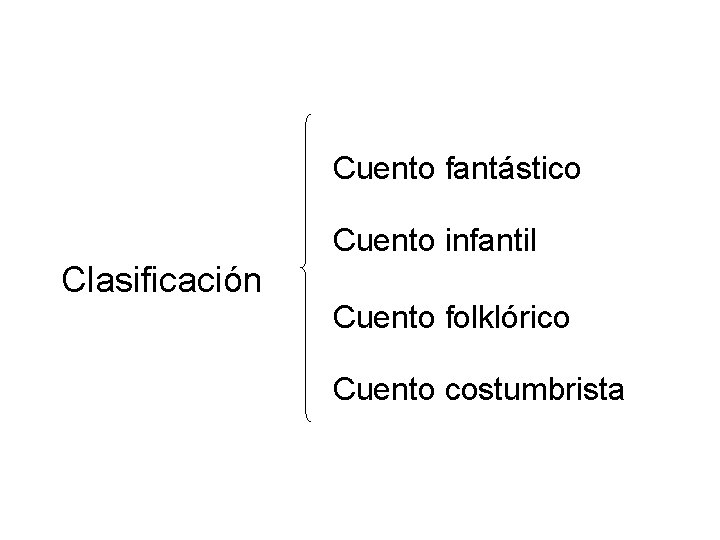 Cuento fantástico Cuento infantil Clasificación Cuento folklórico Cuento costumbrista 