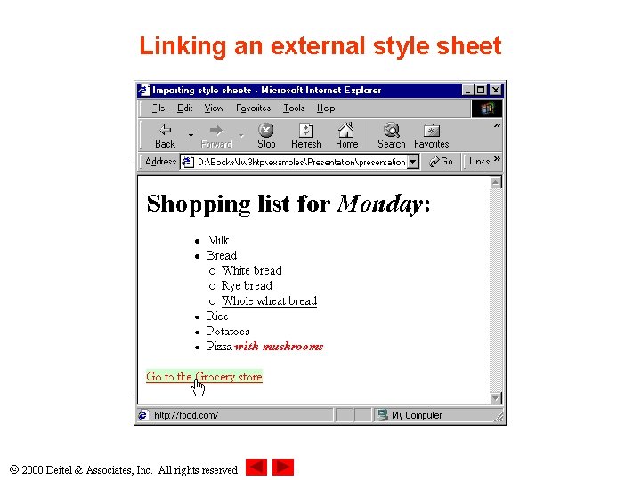 Linking an external style sheet 2000 Deitel & Associates, Inc. All rights reserved. 