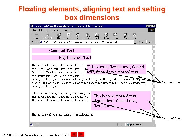 Floating elements, aligning text and setting box dimensions . 5 em margin . 5