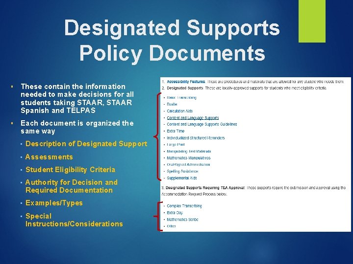 Designated Supports Policy Documents § These contain the information needed to make decisions for Designated Supports Policy Documents § These contain the information needed to make decisions for