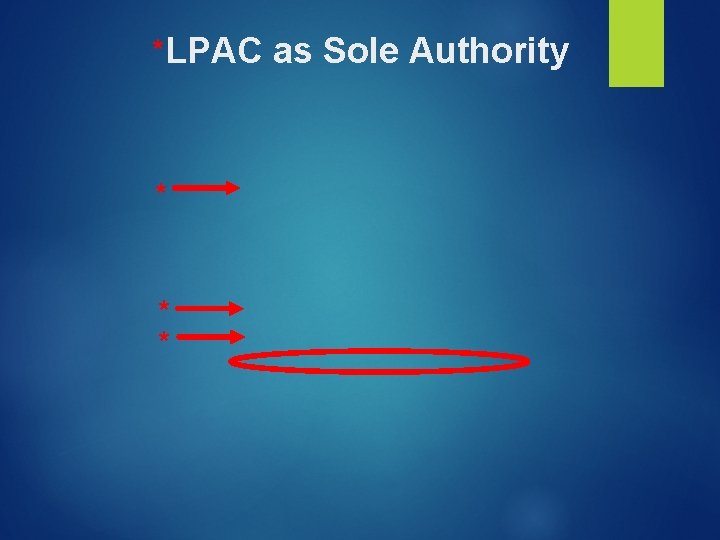 *LPAC as Sole Authority * * * *LPAC as Sole Authority * * *