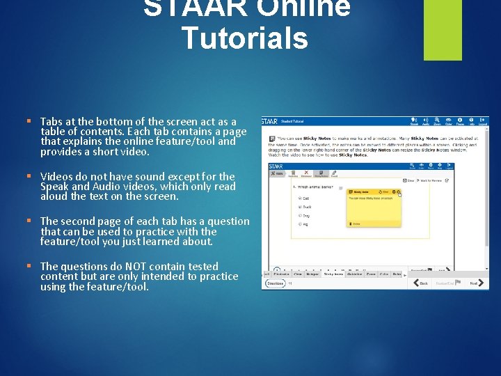 STAAR Online Tutorials § Tabs at the bottom of the screen act as STAAR Online Tutorials § Tabs at the bottom of the screen act as