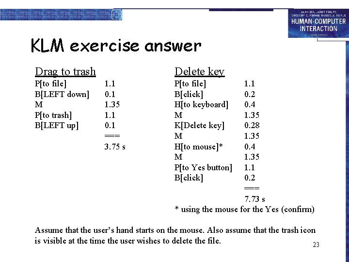 KLM exercise answer Drag to trash P[to file] B[LEFT down] M P[to trash] B[LEFT