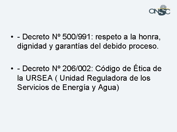  • - Decreto Nº 500/991: respeto a la honra, dignidad y garantías del