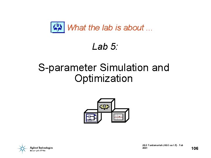 What the lab is about. . . Lab 5: S-parameter Simulation and Optimization ADS What the lab is about. . . Lab 5: S-parameter Simulation and Optimization ADS