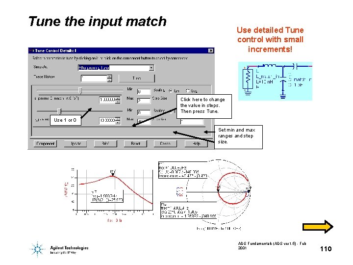 Tune the input match Use detailed Tune control with small increments! Click here to Tune the input match Use detailed Tune control with small increments! Click here to